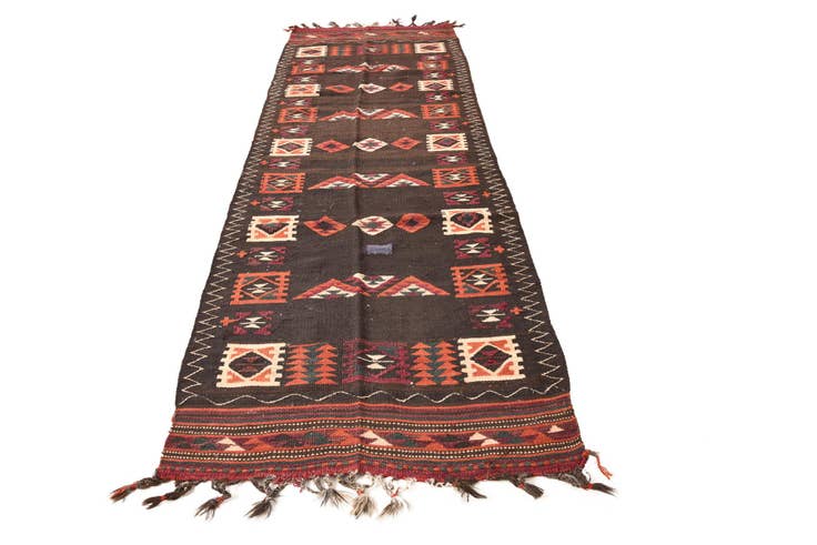Detail image of 3' 3 x 10' 2 Hand Woven Kilim Fars Wool Runner Rug