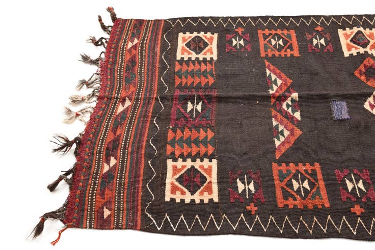 Detail image of 3' 3 x 10' 2 Hand Woven Kilim Fars Wool Runner Rug
