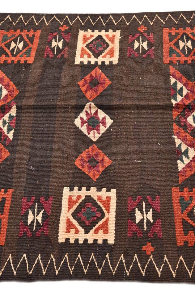 Detail image of 3' 3 x 10' 2 Hand Woven Kilim Fars Wool Runner Rug