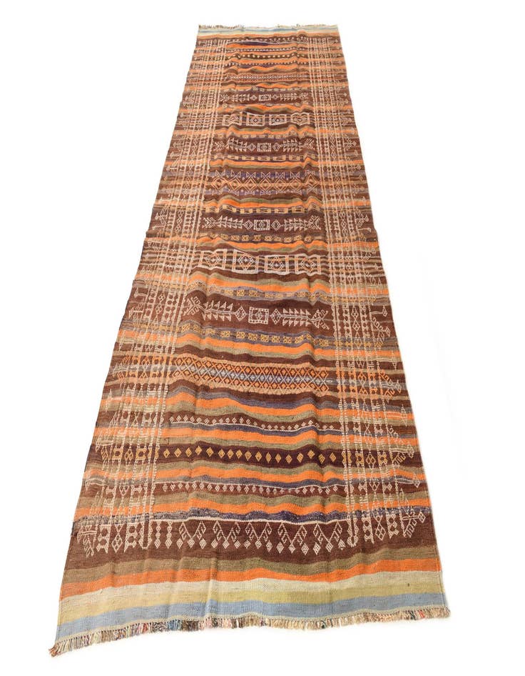 Detail image of 4' 4 x 11' 2  Hand Woven Kilim Fars Wool Runner Rug