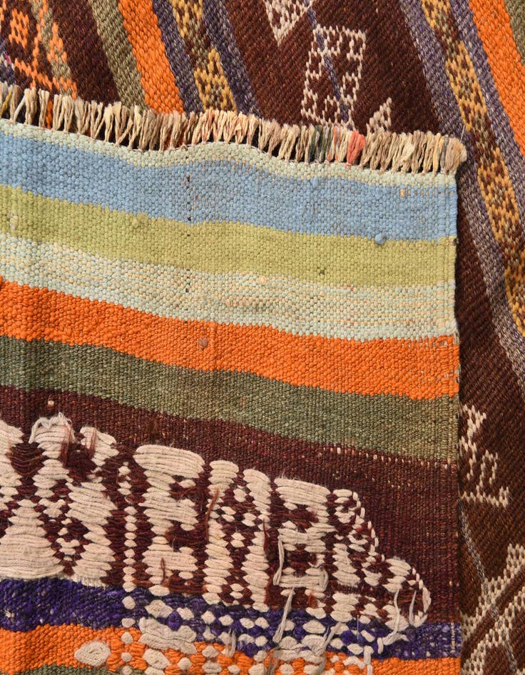 Detail image of 4' 4 x 11' 2  Hand Woven Kilim Fars Wool Runner Rug
