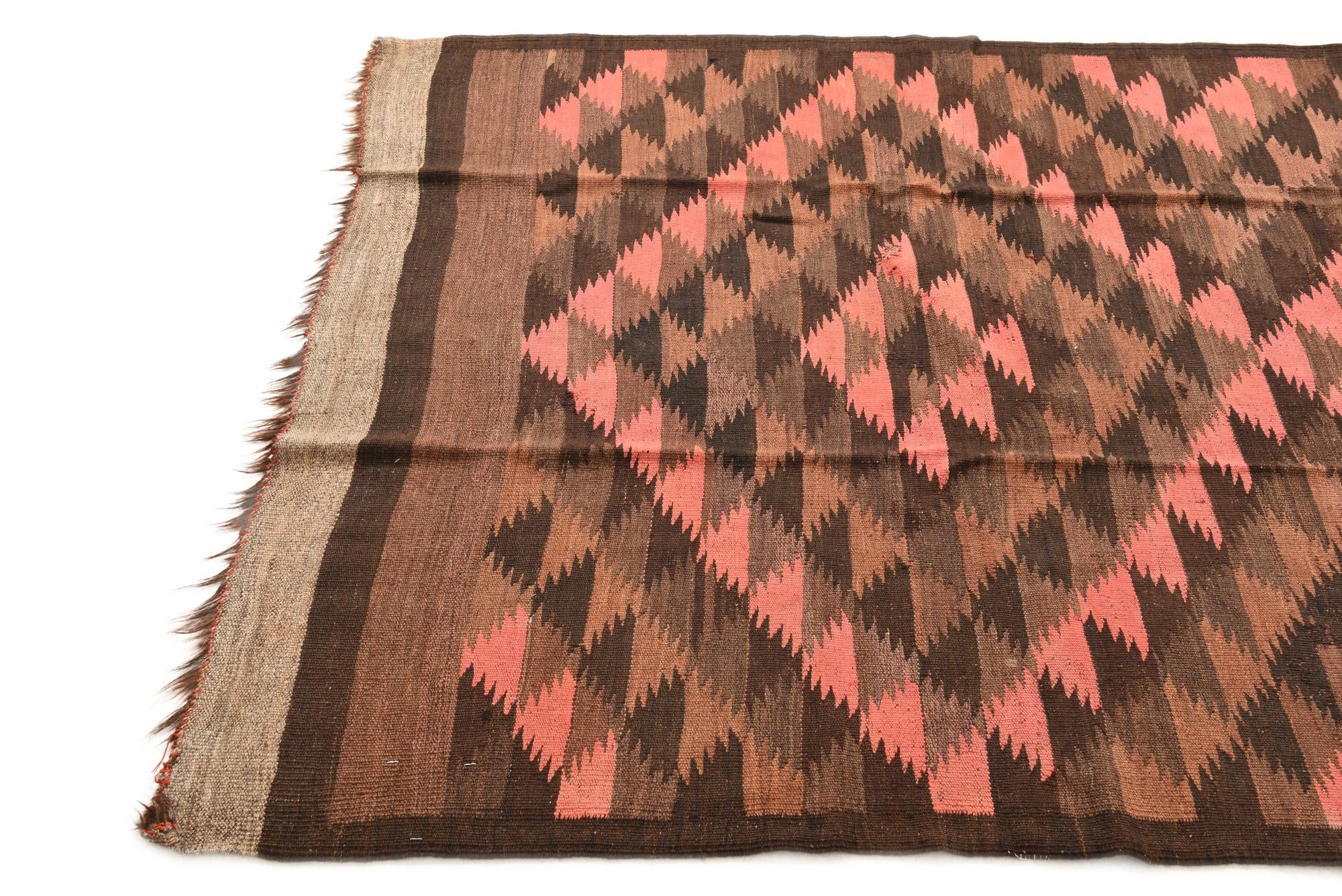 4' 5 x 12' 1 Hand Woven Kilim Fars Wool Runner Rug