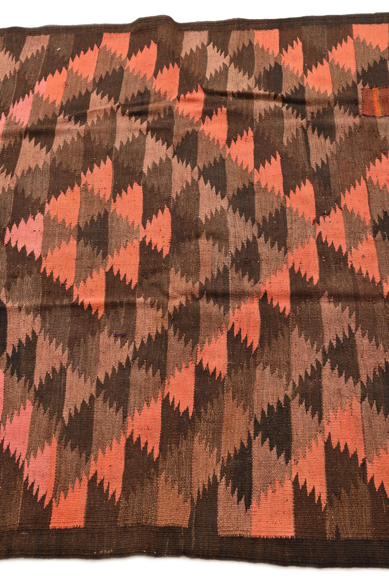 4' 5 x 12' 1 Hand Woven Kilim Fars Wool Runner Rug