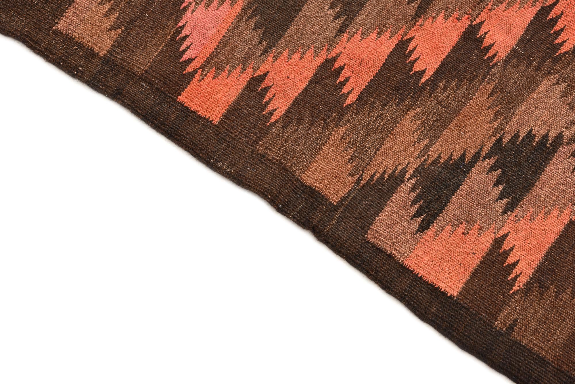 4' 5 x 12' 1 Hand Woven Kilim Fars Wool Runner Rug