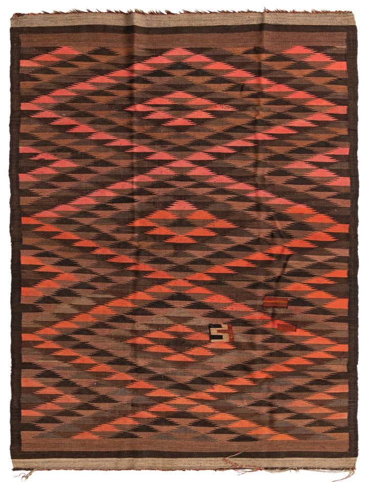 Detail image of 4' 5 x 12' 1 Hand Woven Kilim Fars Wool Runner Rug