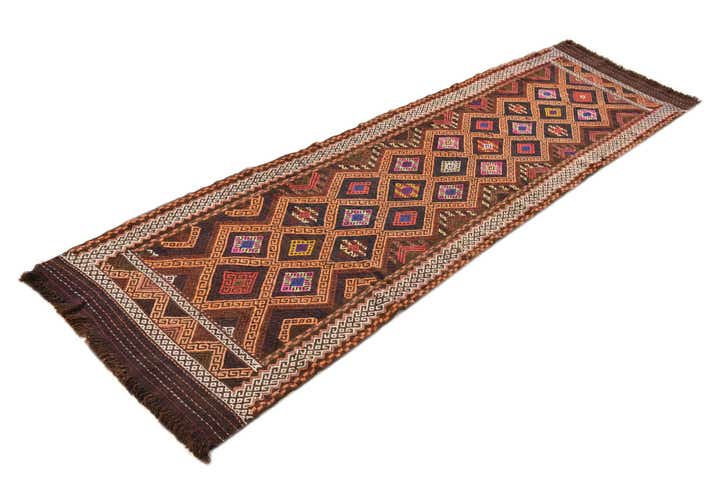 2' 4 x 8' 9 Hand Woven Kilim Fars Wool Runner Rug