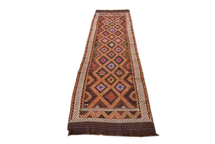 2' 4 x 8' 9 Hand Woven Kilim Fars Wool Runner Rug