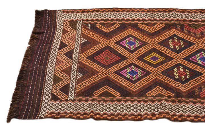2' 4 x 8' 9 Hand Woven Kilim Fars Wool Runner Rug
