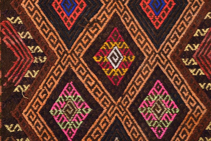 Detail image of 2' 4 x 8' 9 Hand Woven Kilim Fars Wool Runner Rug