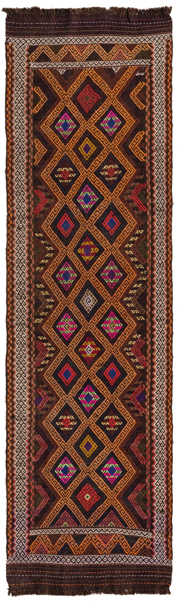 2' 4 x 8' 9 Hand Woven Kilim Fars Wool Runner Rug