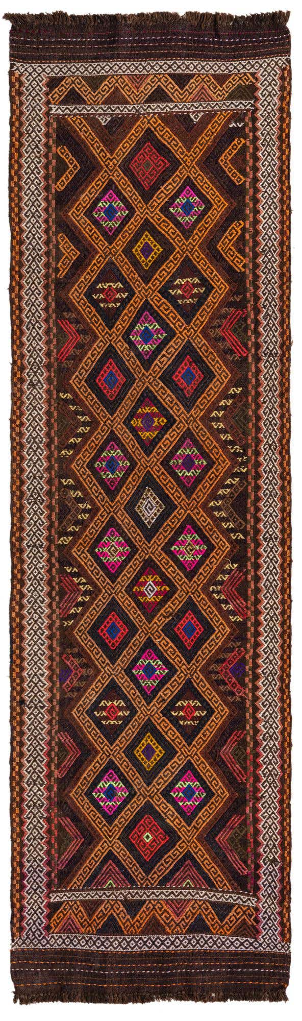 2' 4 x 8' 9 Hand Woven Kilim Fars Wool Runner Rug
