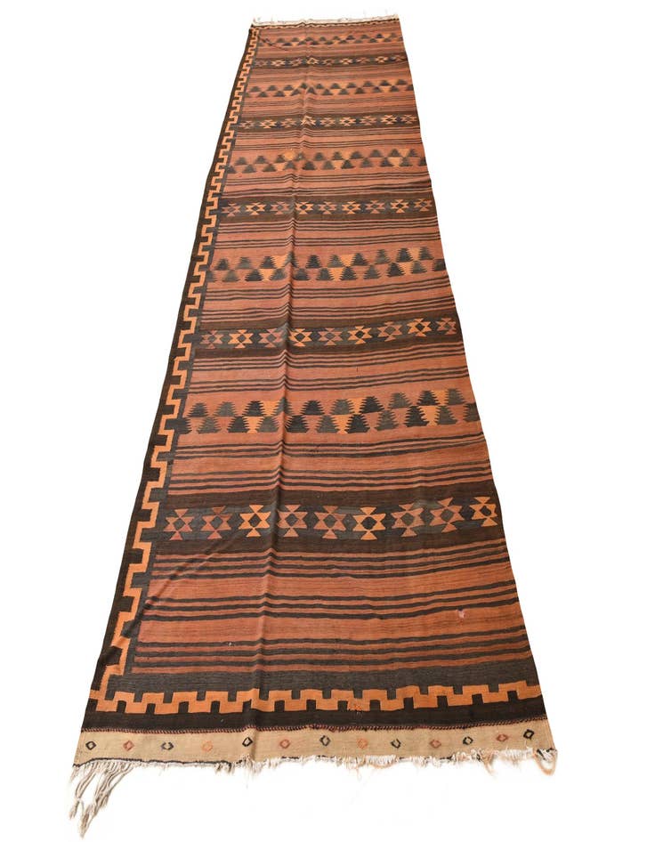 Detail image of 4' 6 x 13' 1  Hand Woven Kilim Fars Wool Runner Rug