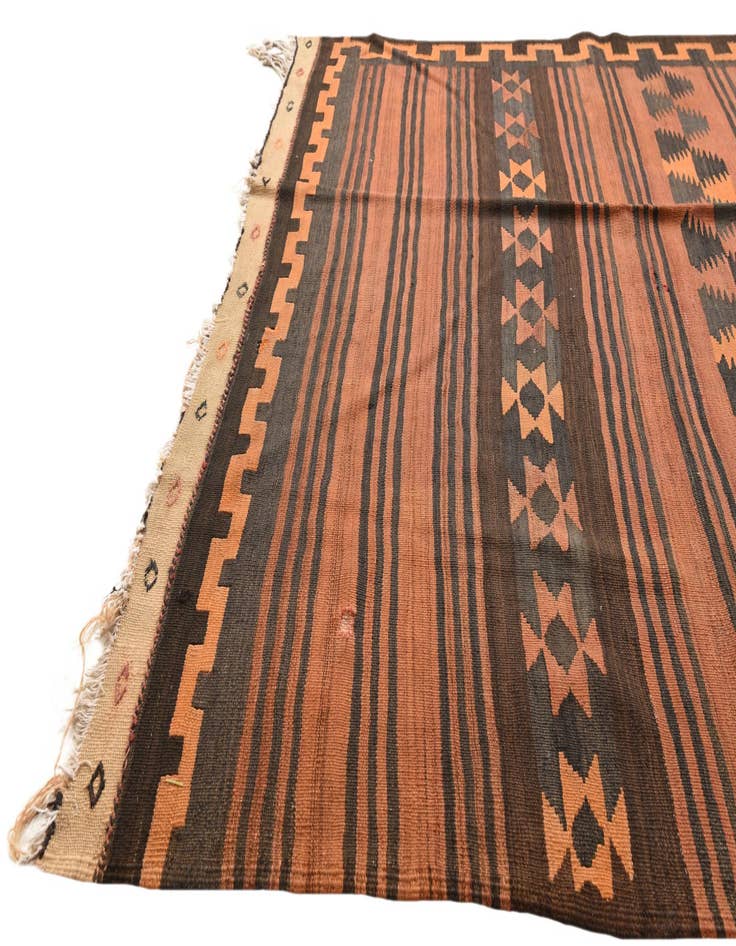 Detail image of 4' 6 x 13' 1  Hand Woven Kilim Fars Wool Runner Rug