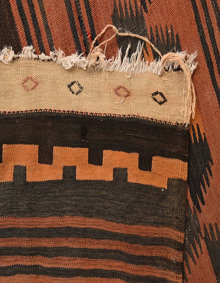 Detail image of 4' 6 x 13' 1  Hand Woven Kilim Fars Wool Runner Rug