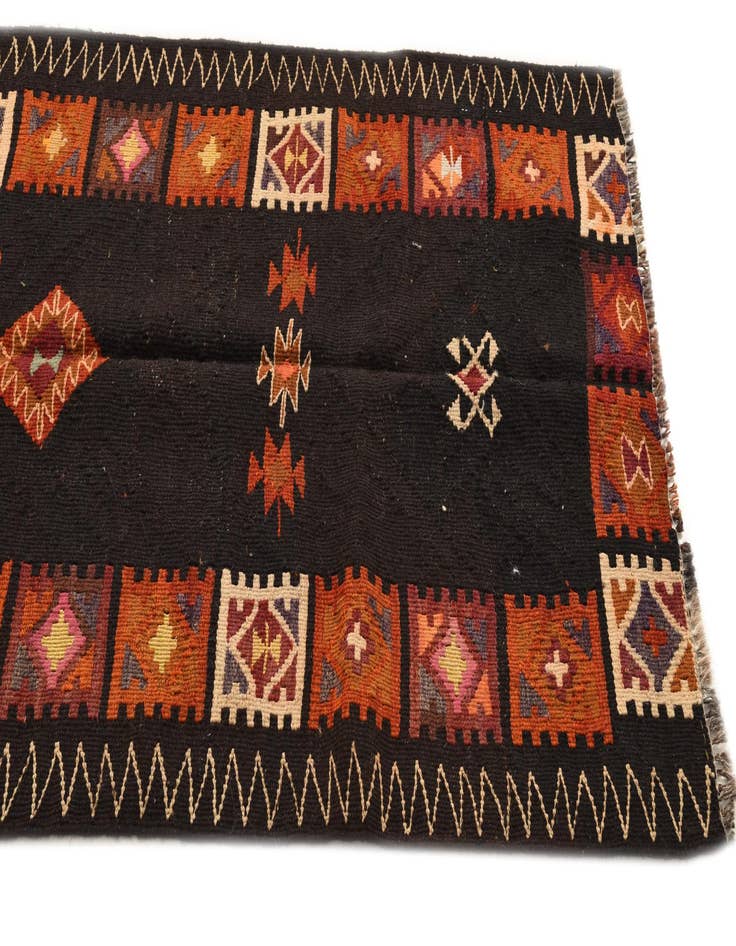 Detail image of 3' 2 x 10' 4 Hand Woven Kilim Fars Wool Runner Rug