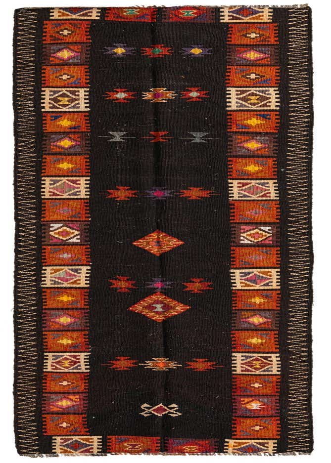 3' 2 x 10' 4 Hand Woven Kilim Fars Wool Runner Rug