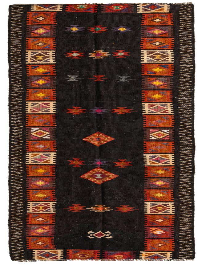 3' 2 x 10' 4 Hand Woven Kilim Fars Wool Runner Rug