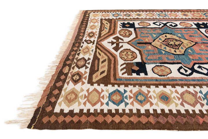 4' 9 x 10' 6 Hand Woven Kilim Fars Wool Runner Rug