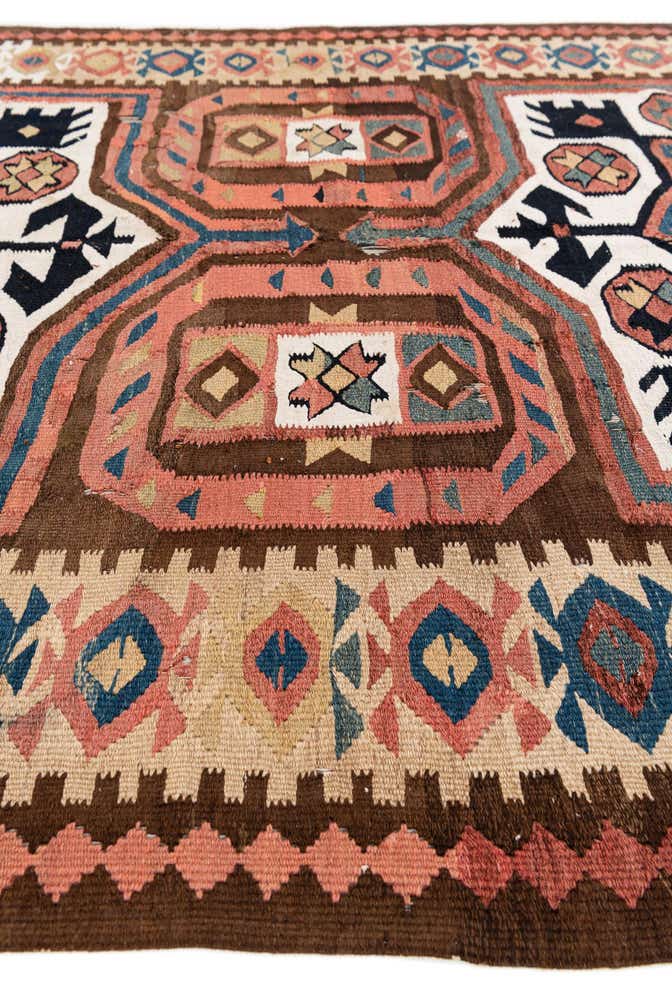 4' 9 x 10' 6 Hand Woven Kilim Fars Wool Runner Rug