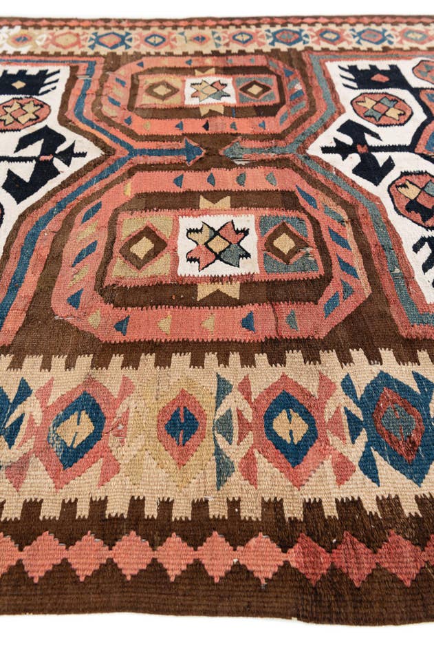 Detail image of 4' 9 x 10' 6 Hand Woven Kilim Fars Wool Runner Rug