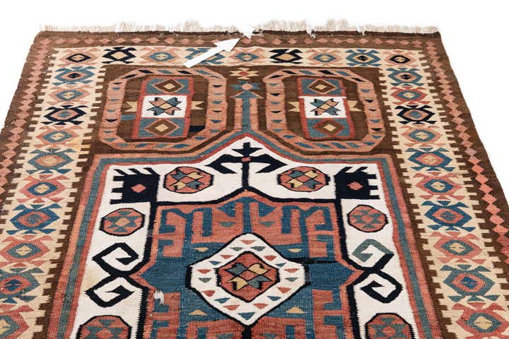 4' 9 x 10' 6 Hand Woven Kilim Fars Wool Runner Rug