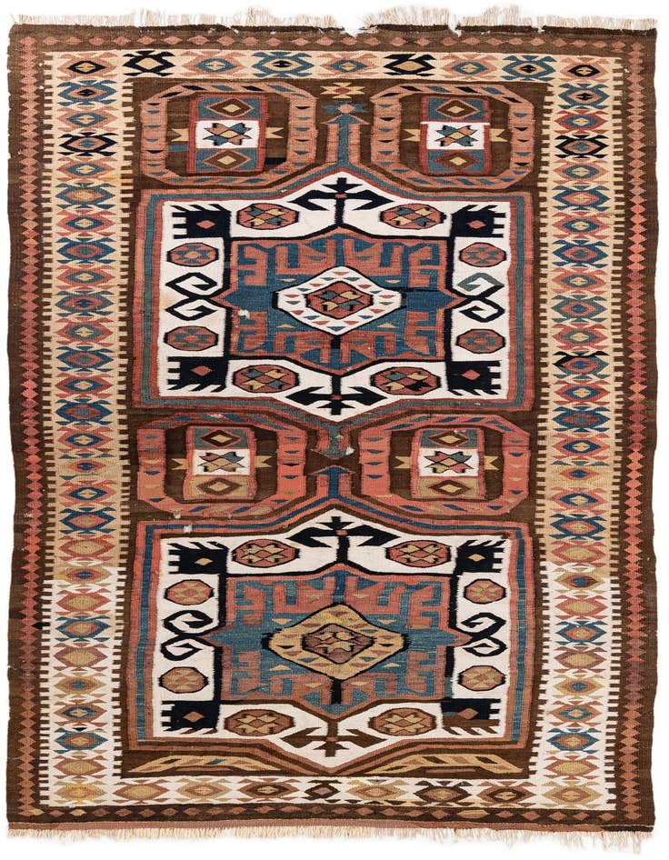 Detail image of 4' 9 x 10' 6 Hand Woven Kilim Fars Wool Runner Rug