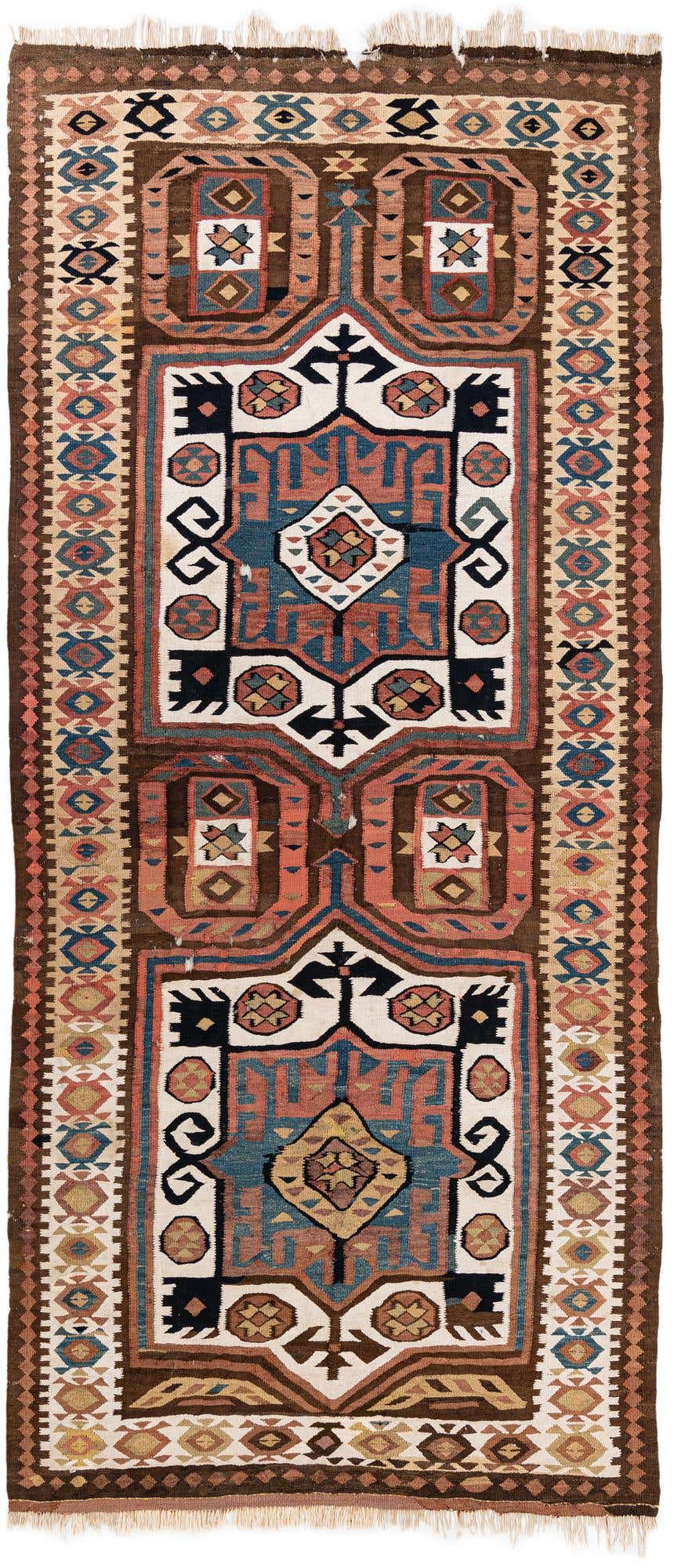 4' 9 x 10' 6 Hand Woven Kilim Fars Wool Runner Rug