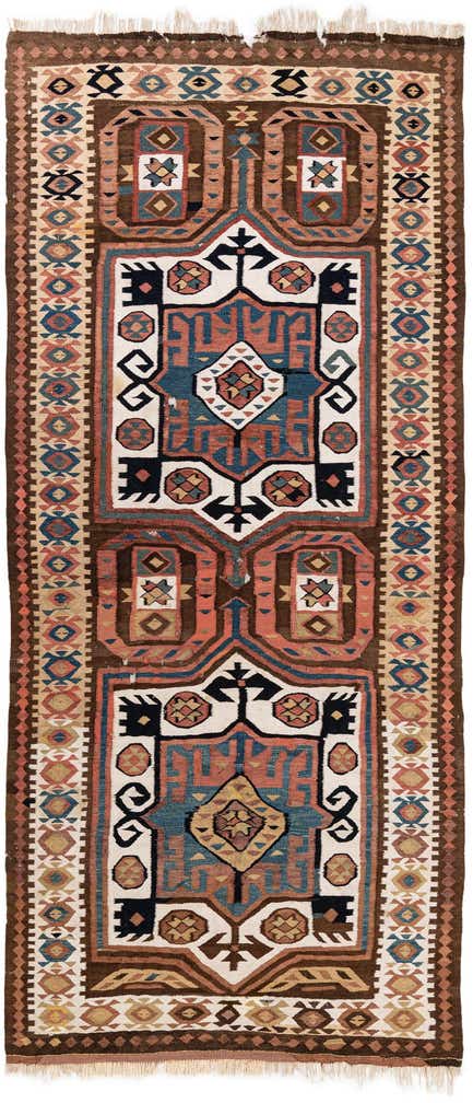 4' 9 x 10' 6 Hand Woven Kilim Fars Wool Runner Rug