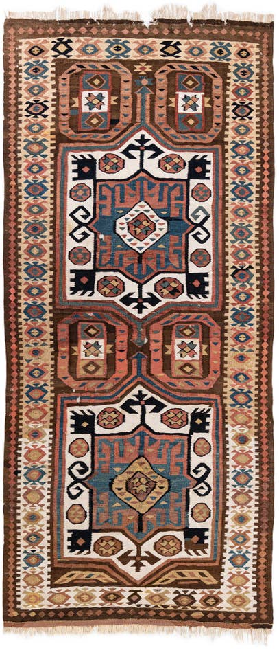 Detail image of 4' 9 x 10' 6 Hand Woven Kilim Fars Wool Runner Rug