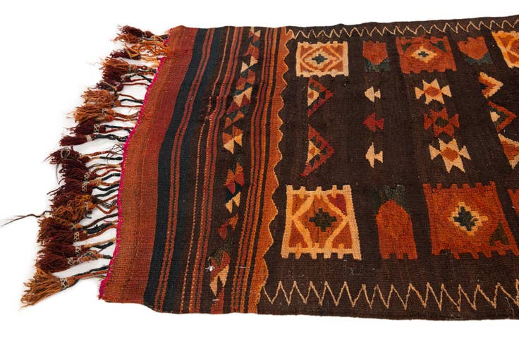 Detail image of 100cm x 380cm Hand Woven Kilim Fars Wool Runner Rug