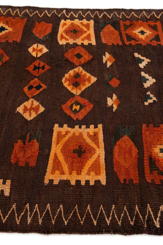 Detail image of 100cm x 380cm Hand Woven Kilim Fars Wool Runner Rug