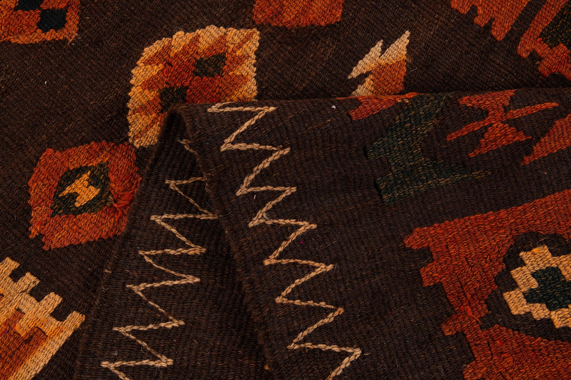 100cm x 380cm Hand Woven Kilim Fars Wool Runner Rug