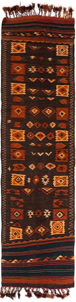 100cm x 380cm Hand Woven Kilim Fars Wool Runner Rug