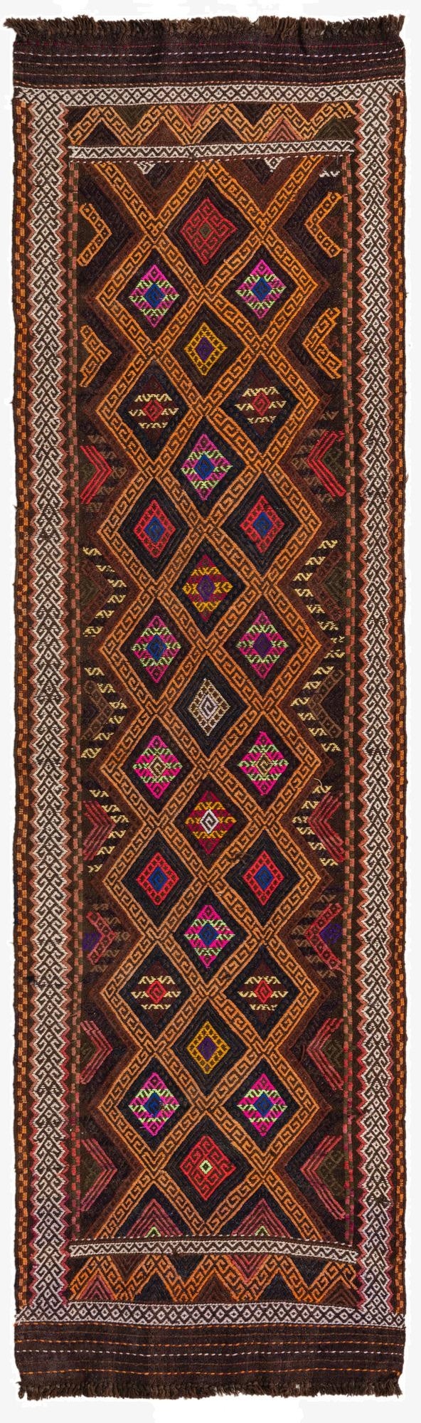 2' 4 x 8' 9  Hand Woven Kilim Fars Wool Runner Rug