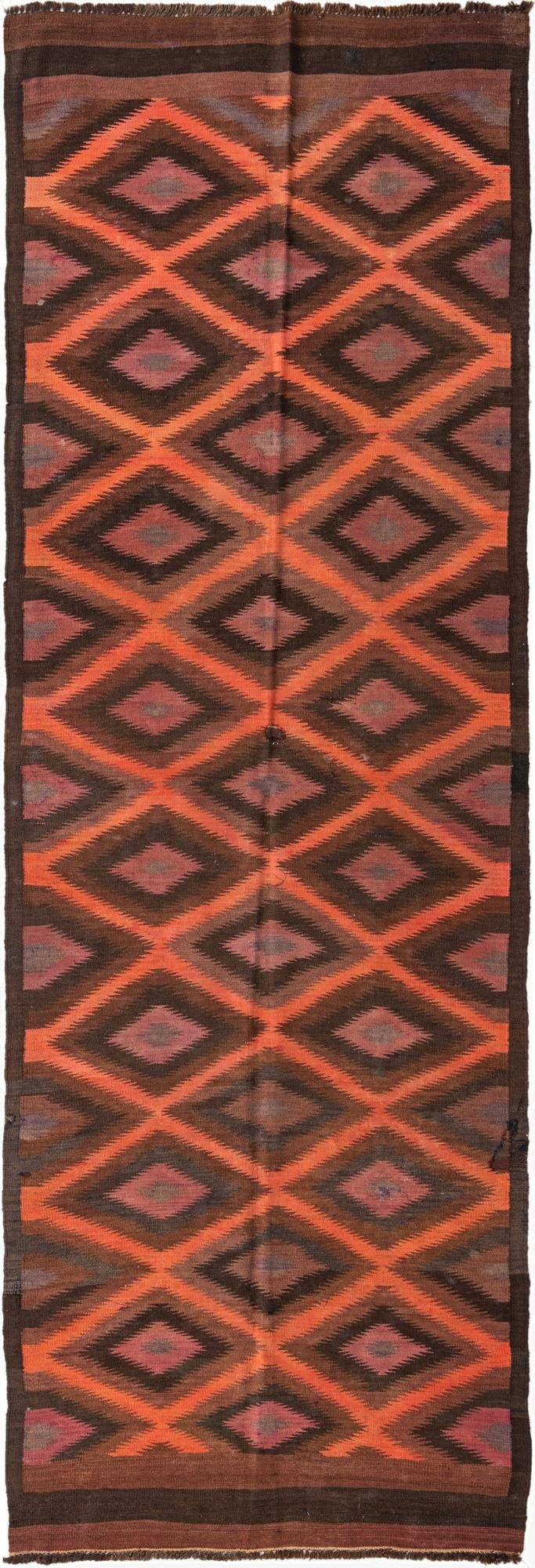 3' 8 x 11' 7  Hand Woven Kilim Fars Wool Runner Rug