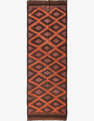 3' 8 x 11' 7 Hand Woven Kilim Fars Wool Runner Rug