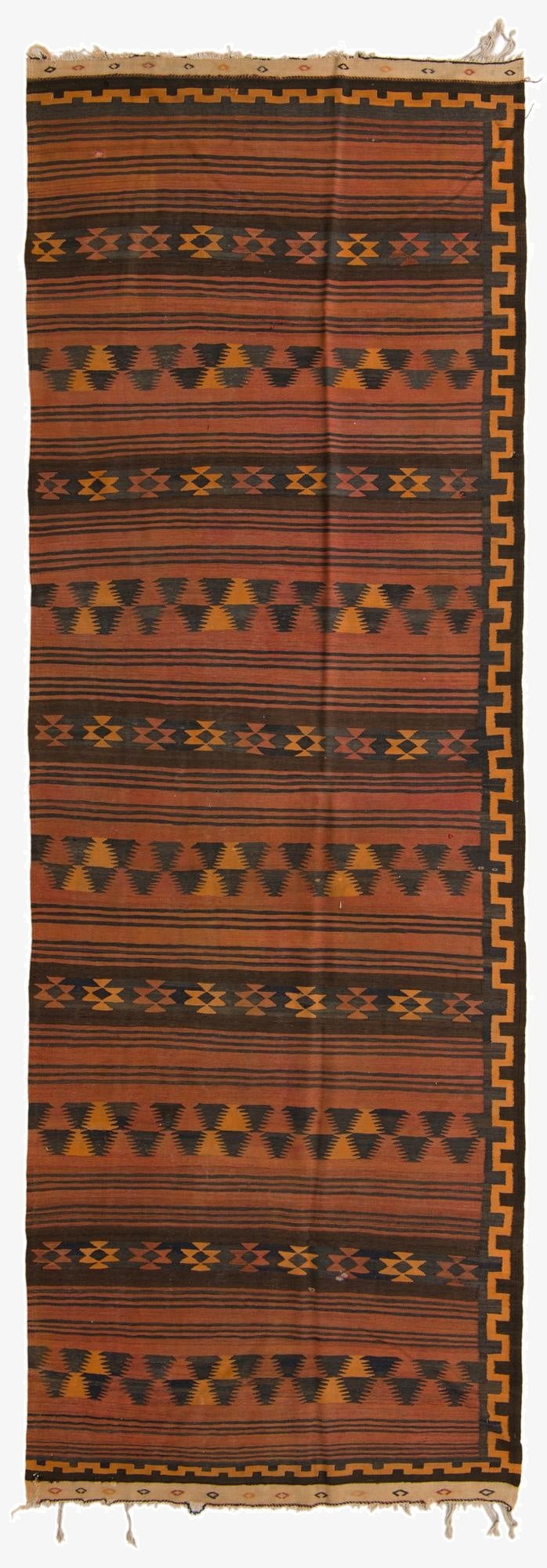 4' 6 x 13' 1  Hand Woven Kilim Fars Wool Runner Rug