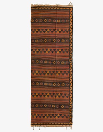 4' 6 x 13' 1 Hand Woven Kilim Fars Wool Runner Rug