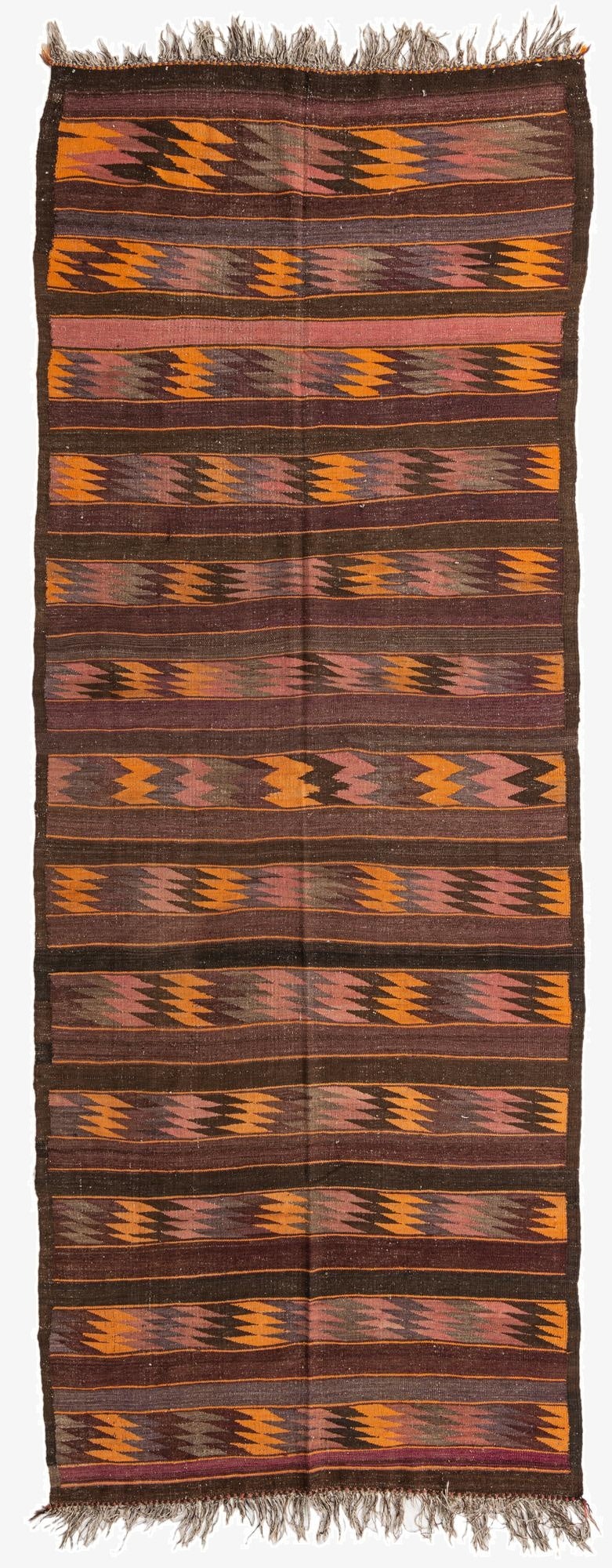 4' 10 x 12' 8  Hand Woven Kilim Fars Wool Runner Rug