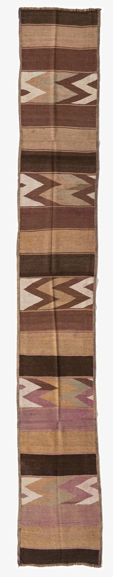 2' 1 x 14' 3  Hand Woven Kilim Fars Wool Runner Rug