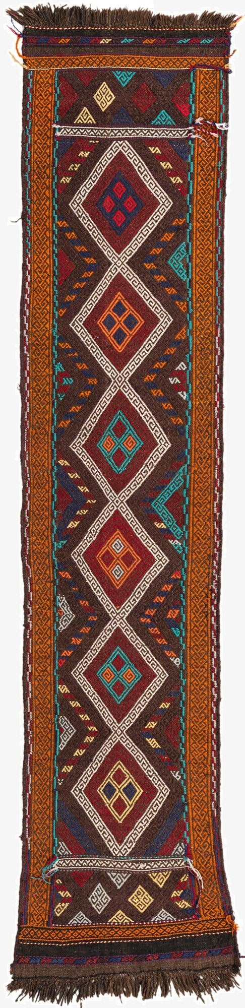 2' x 9' 9  Hand Knotted Kilim Fars Persian Wool Runner Rug