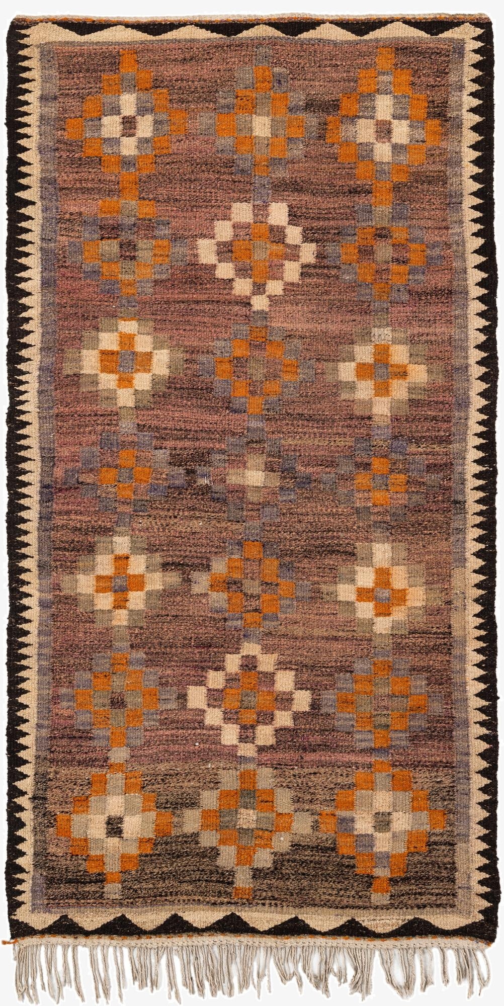 3' 9 x 7' 4  Hand Woven Kilim Fars Wool Runner Rug