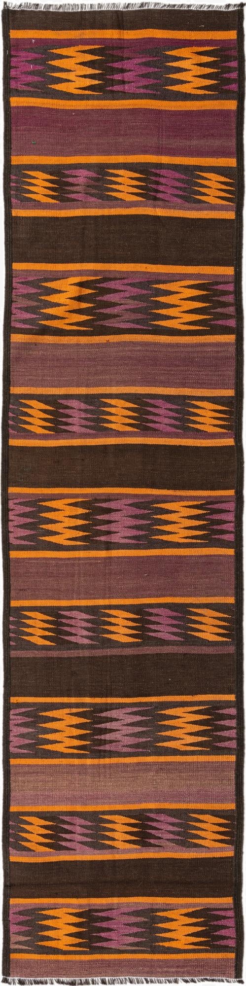 2' 5 x 10' 4  Hand Woven Kilim Fars Wool Runner Rug