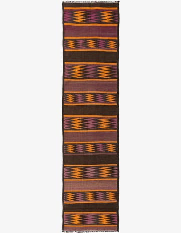 2' 5 x 10' 4 Hand Woven Kilim Fars Wool Runner Rug
