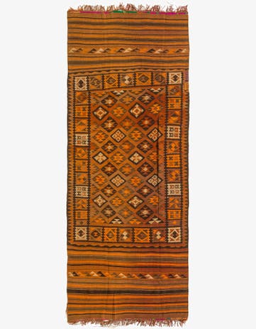 4' 2 x 10' 7 Hand Woven Kilim Fars Wool Runner Rug