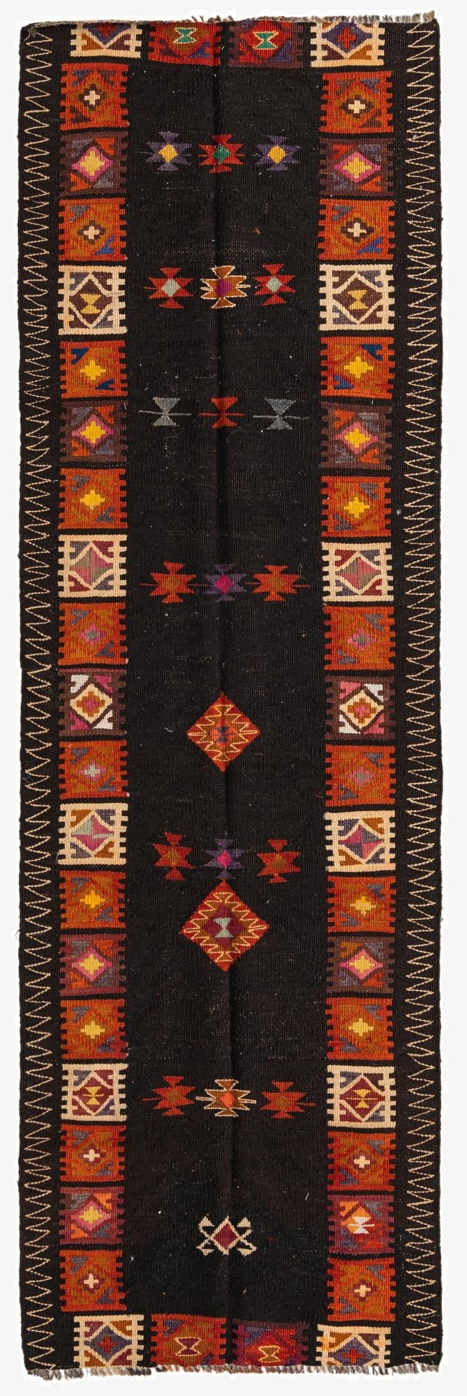 3' 2 x 10' 4  Hand Woven Kilim Fars Wool Runner Rug