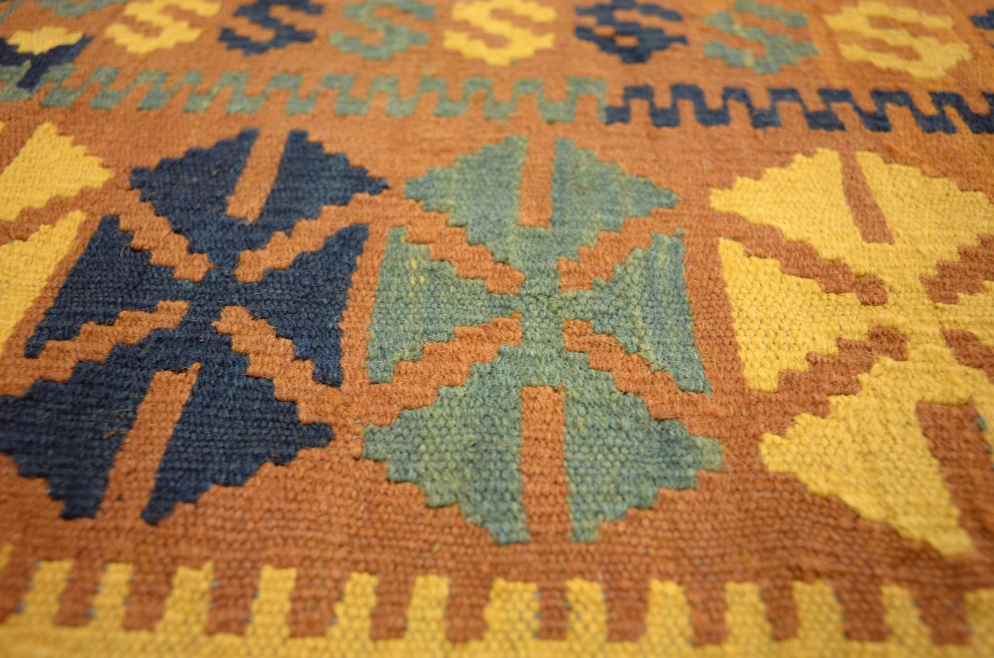 3' 5 x 6' 8 Hand Woven Kilim Maymana Wool Runner Rug