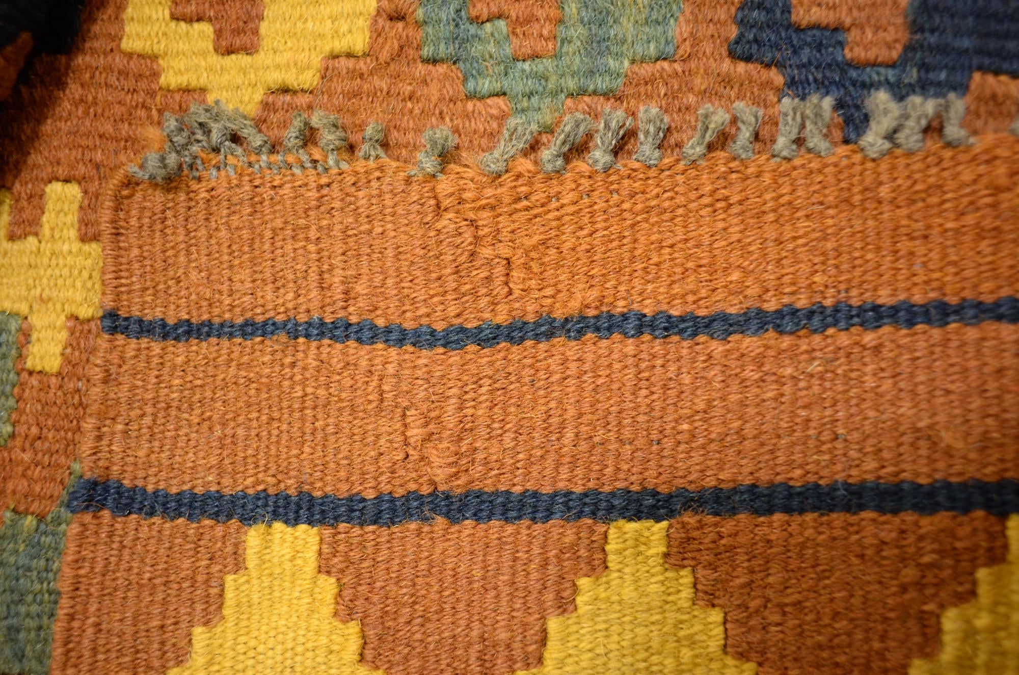 3' 5 x 6' 8 Hand Woven Kilim Maymana Wool Runner Rug