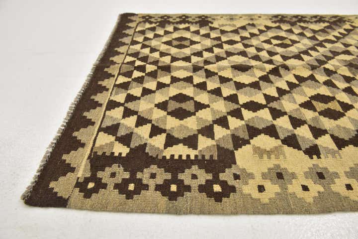 3' 4 x 6' 7 Hand Woven Kilim Maymana Wool Runner Rug