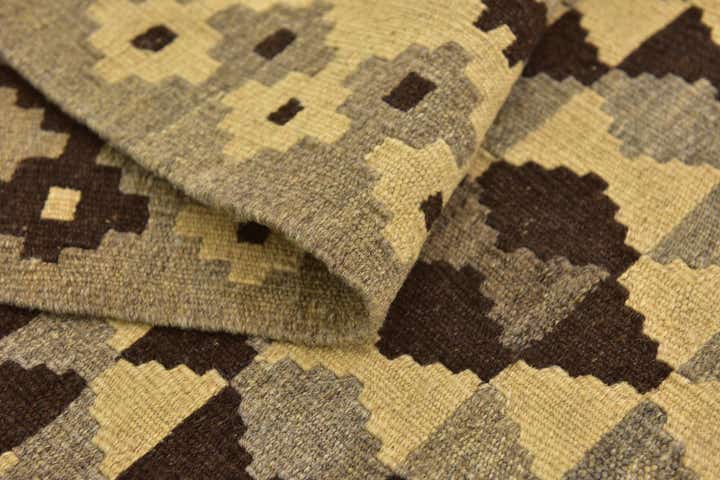 3' 4 x 6' 7 Hand Woven Kilim Maymana Wool Runner Rug